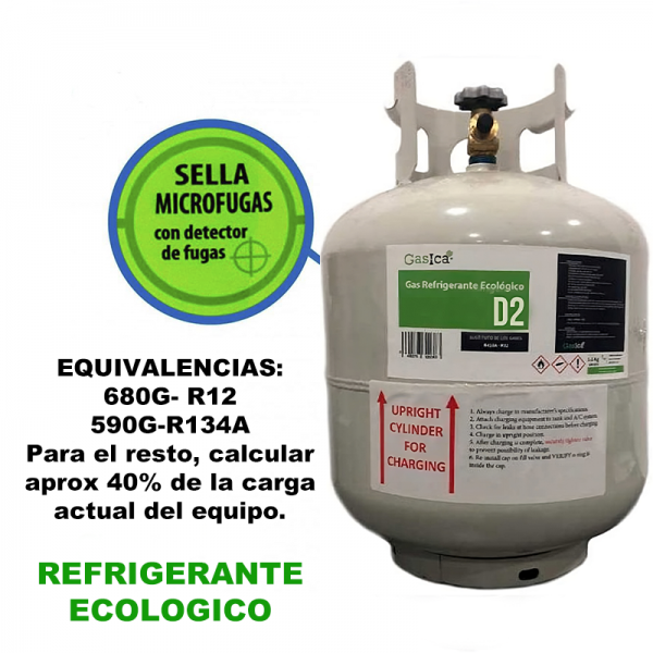 1 Botella Gas Ecologico Gasica D2 5,5Kg Sustituto R12, R134