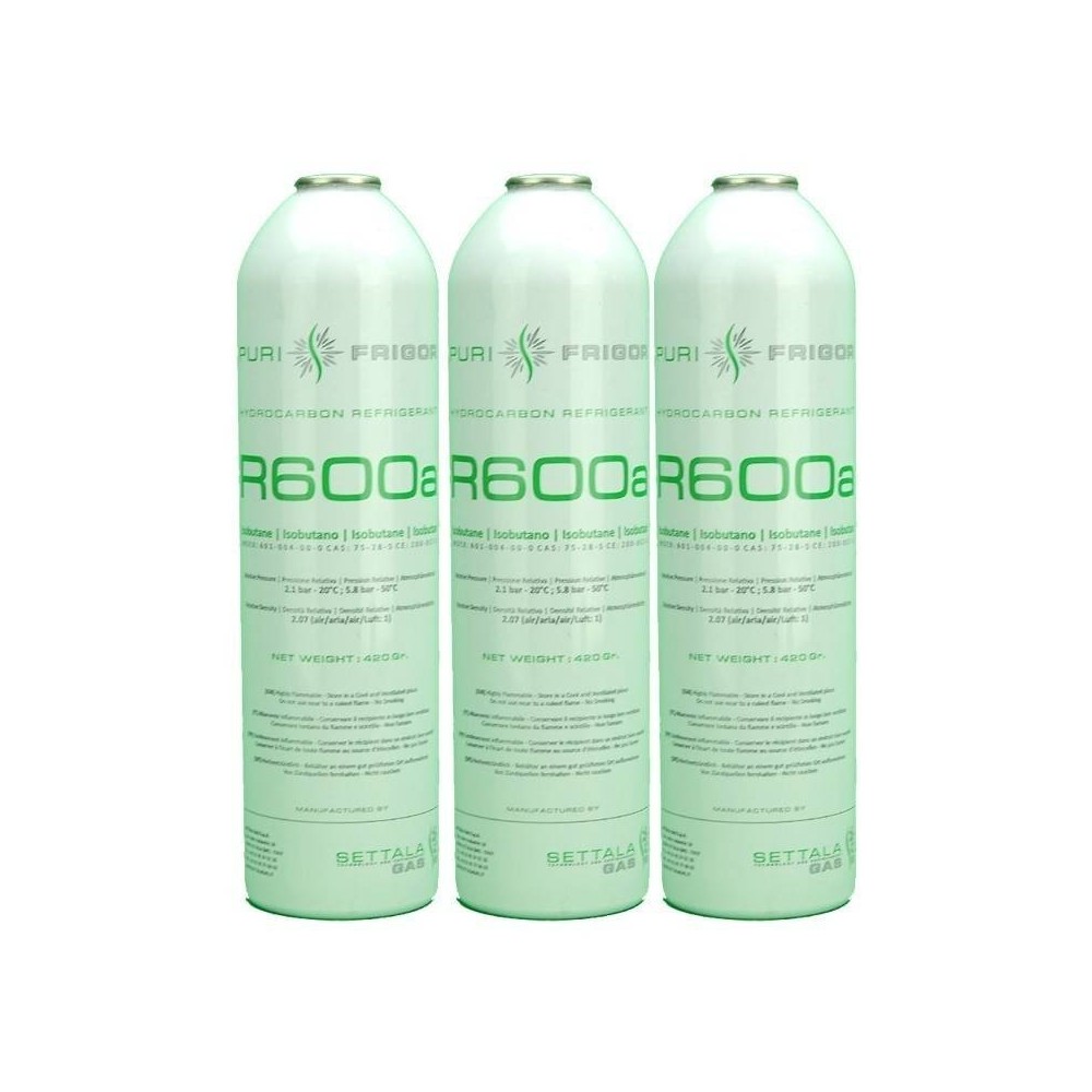 3 Botellas Gas Refrigerante R600a 420Gr Isobutano Freeze