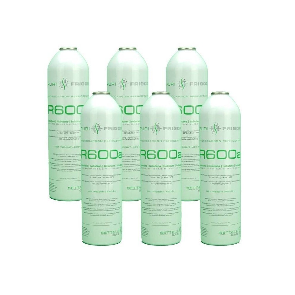 6 Botellas Gas Refrigerante R600a 420Gr Isobutano Freeze