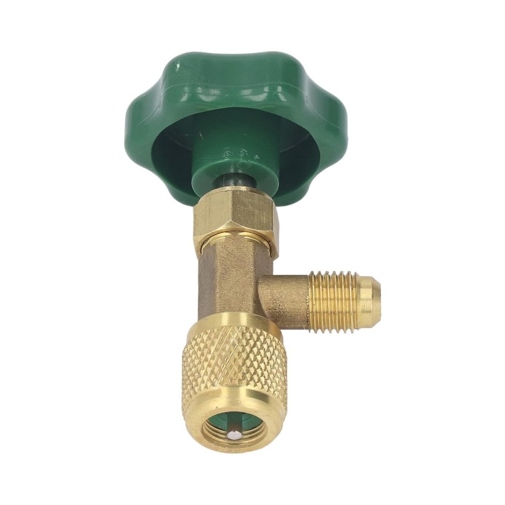 Valvula Servicio Envase Gas R600a, R290 y R436V Isobutano 7/16 H x 1/4 M Sae