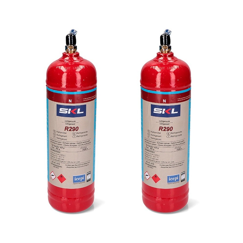 2 Botellas Gas Refrigerante R290 370Gr Propano Freeze Organico