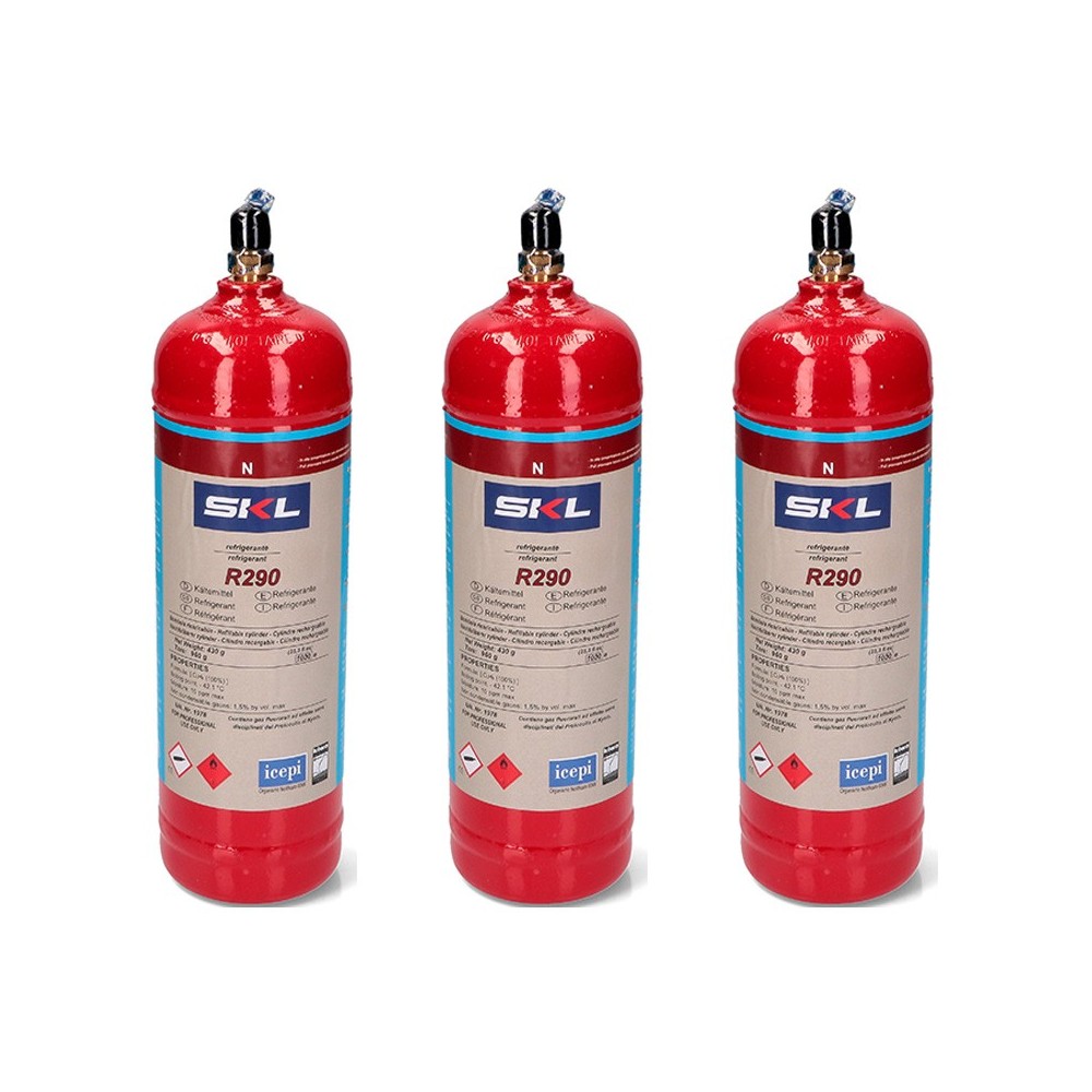 3 Botellas Gas Refrigerante R290 370Gr Propano Freeze Organico