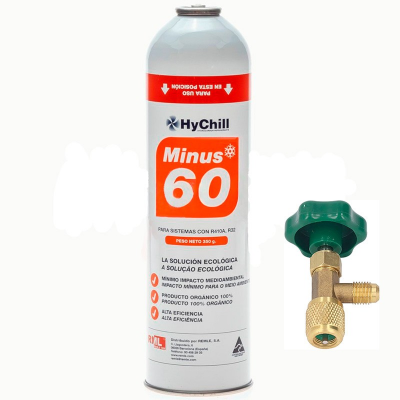 1 Botella Gas Minus 60 350Gr + Valvula Sustituto R32, R410A Freeze Organico