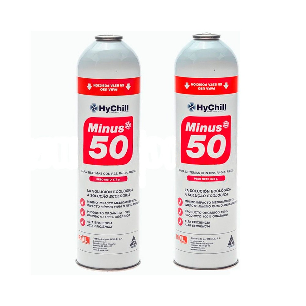 2 Botellas Gas Minus 50 375Gr Sustituto R22 R404a R407C R502 Freeze Organico