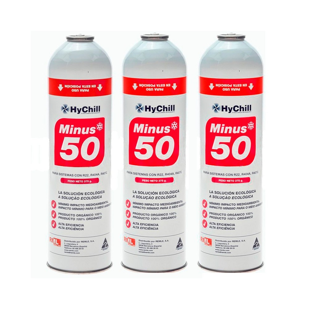 3 Botellas Gas Minus 50 375Gr Sustituto R22 R404a R407C R502 Freeze Organico