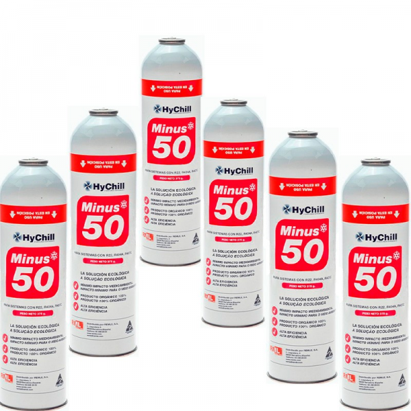 6 Botellas Gas Minus 50 375Gr Sustituto R22 R404a R407C R502 Freeze Organico