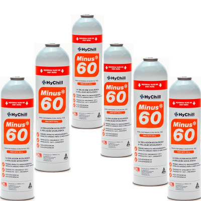 6 Botellas Gas Minus 60 350Gr Sustituto R32, R410A Freeze Organico