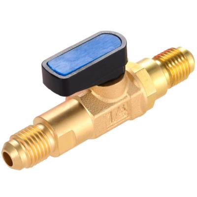 Conector Valvula Bola 1/4 M 1/4 M sae Gas Refrigerante