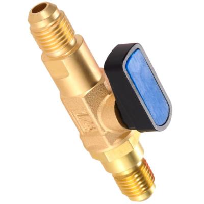 Conector Valvula Bola 1/4 M 1/4 M sae Gas Refrigerante
