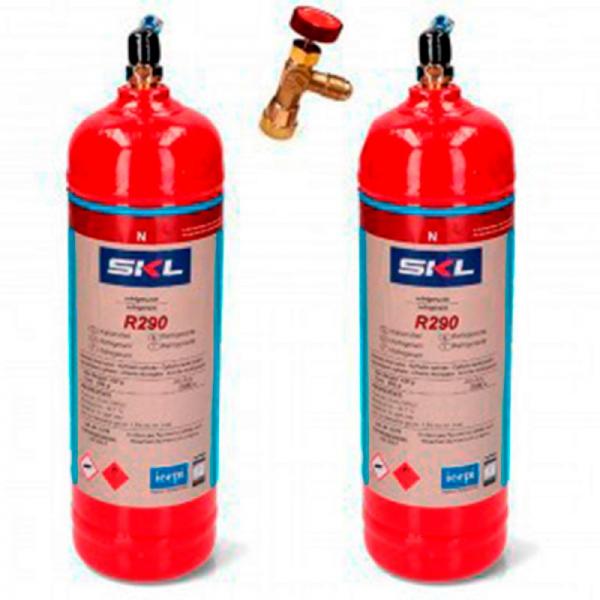 2 Botellas Gas Refrigerante R290 + Valvula 370Gr Propano Freeze Organico