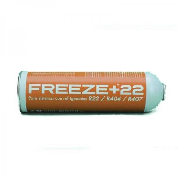 1 Botella Gas Refrigerante Freeze +22 400Gr + Valvula Organico Sustituto R22, R404, R407C