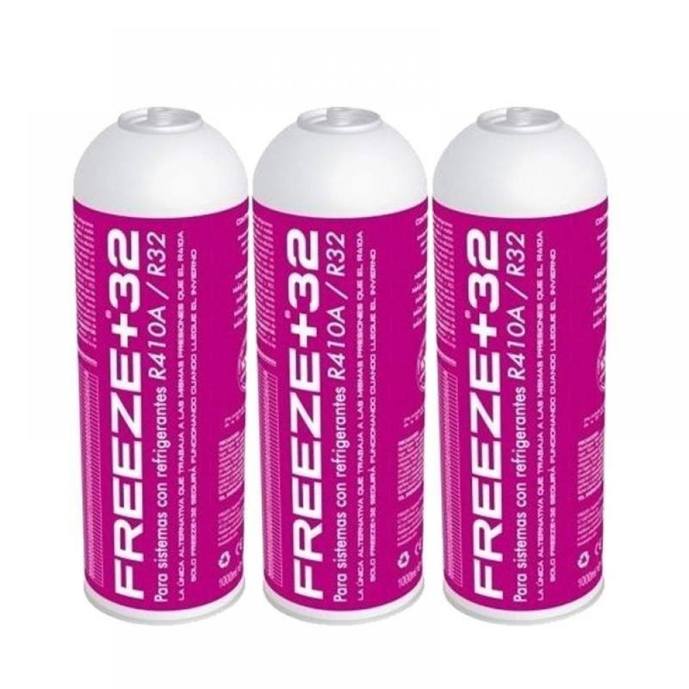 3 Botellas Gas Refrigerante Freeze Organico +32 350Gr Sustituto R32, R410A