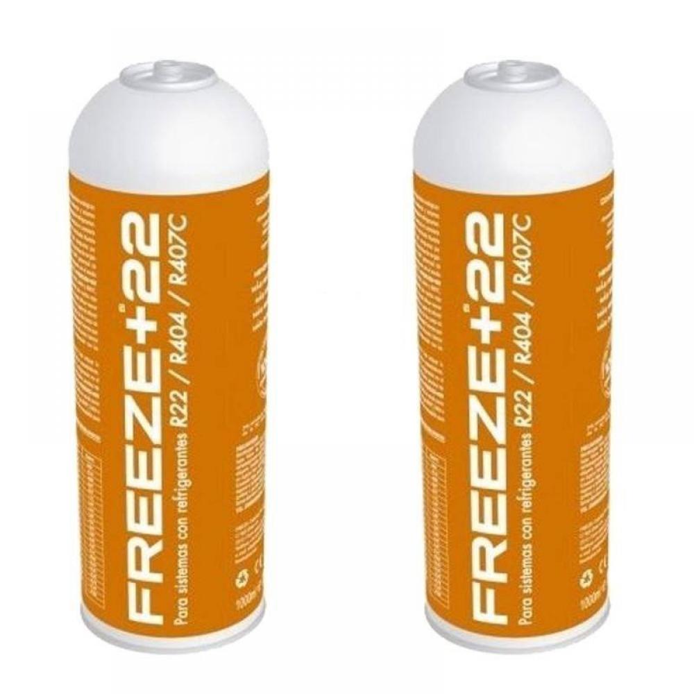 2 Botellas Gas Refrigerante Freeze +22 400Gr Organico Sustituto R22, R404, R407C