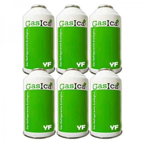 6 Botellas Gas Ecologico Gasica YF 226gr Alternativo R1234YF Freeze Organico