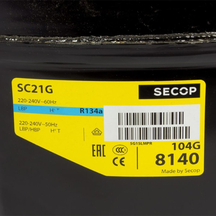 Compresor Secop Sc21G R134A Hlbp 20.95Cc Alta Temperatura