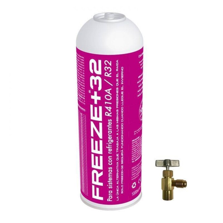 Botella Gas Refrigerante Freeze +32 350Gr + Valvula Organico Sustituto R32/R410A