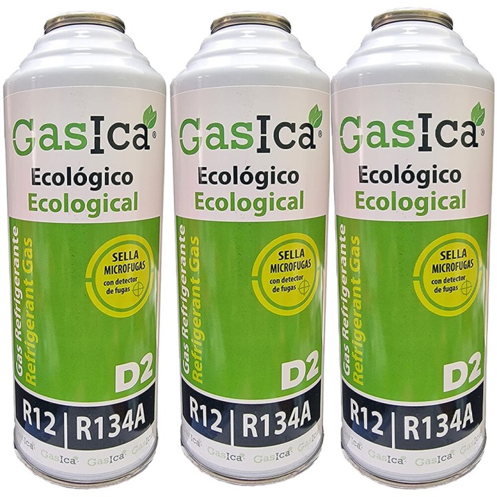 3 Envases Gas Ecologico D2 312G Sustituto R12/R134A