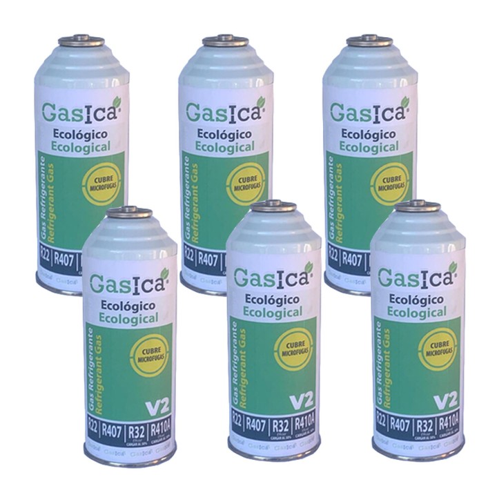 Pack 6 Gas Ecologico v2 255Gr Sustituto R22/R407C/R410A