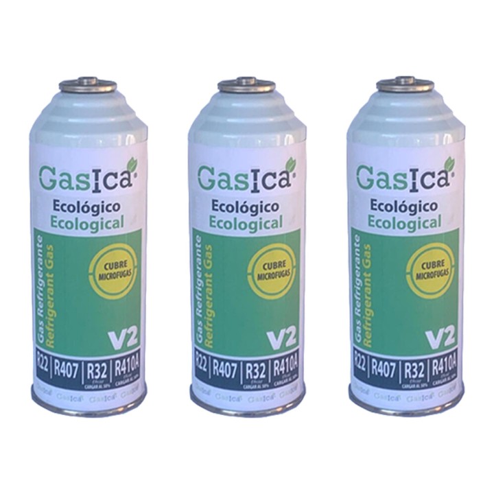 Tres Botellas Gas Ecologico v2 255Gr Sustituto R22/R407C/R410A