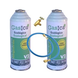 2 Botellas Gas Ecologico v2 255Gr + Valvula  Sustituto R22/R407C/R410A