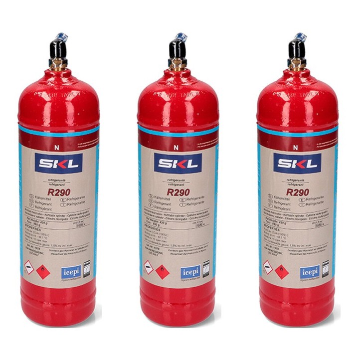 Pack 3 Gas Refrigerante R290 370Gr Propano Envase Desechable