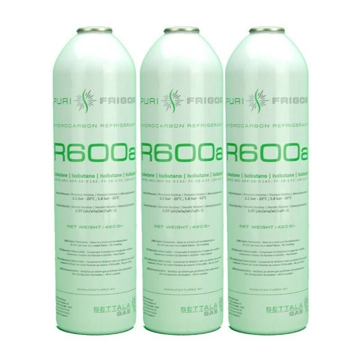 3 Botellas Gas Refrigerante R600 420Gr Isobutano