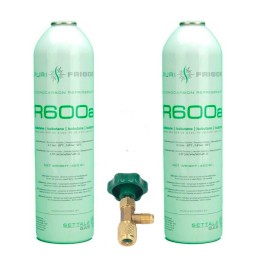 2 Botellas Gas Refrigerante R600 + Valvula 420Gr Isobutano