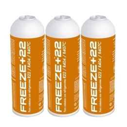 3 Botellas Gas Refrigerante Freeze +22 400Gr Organico Sustituto R22/R404/R407C/