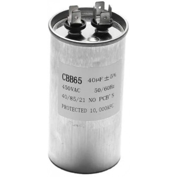 Condensador 40Âµf 450v De Trabajo Universal Aire Acondicionado Metalico