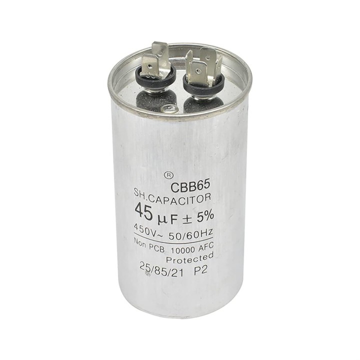 Condensador 45Âµf 450v De Trabajo Universal Aire Acondicionado Metalico