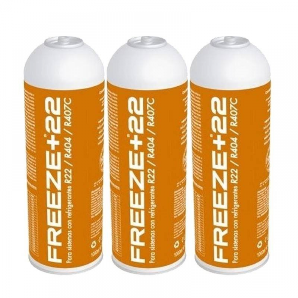 3 Botellas Gas Ecologico Refrigerante Freeze +22 400Gr Organico Sustituto R22, R404, R407C
