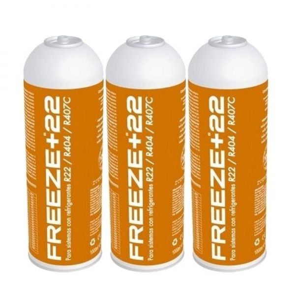 3 Botellas Gas Ecologico Refrigerante Freeze +22 400Gr Organico Sustituto R22, R404, R407C