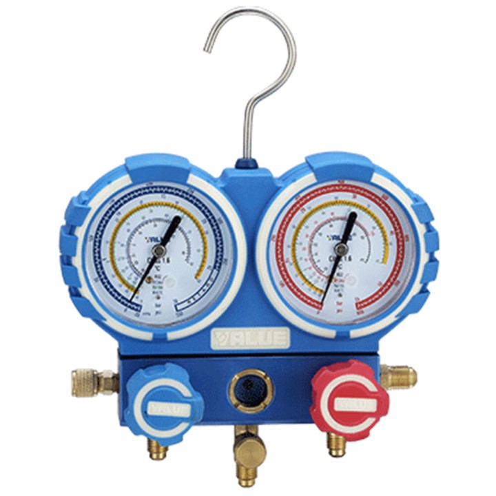 Manometro AluMinio 2 Vias Anticolision 68mm Con Visor R32/R407C/R410A
