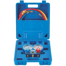 Maleta Kit Puente Manometro AluMinio 2 Vias 80mm Mangueras Con Visor R32