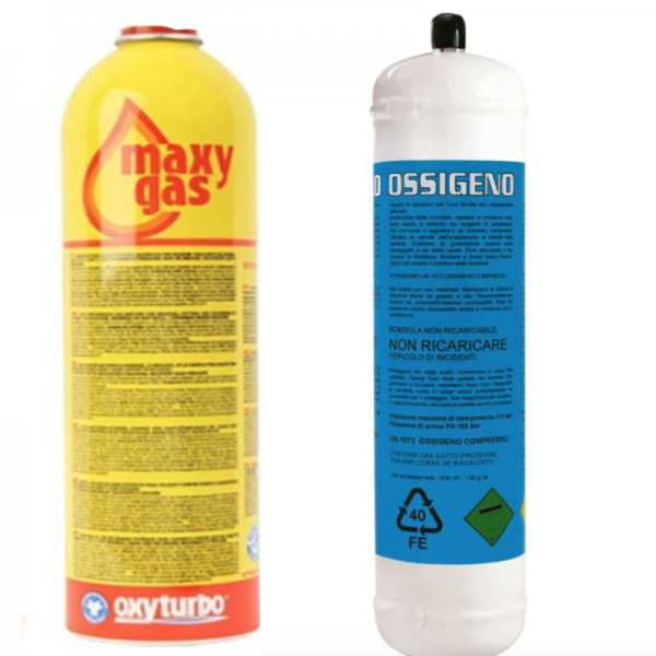 2 Botellas Oxigeno y Maxygas Turbo Set 90 Soldador Autogena Desechable