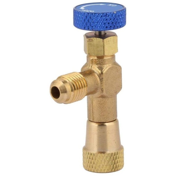 Valvula Carga Botella Gas Refrigerante 1/4 m 5/16 H Aire Acondicionado