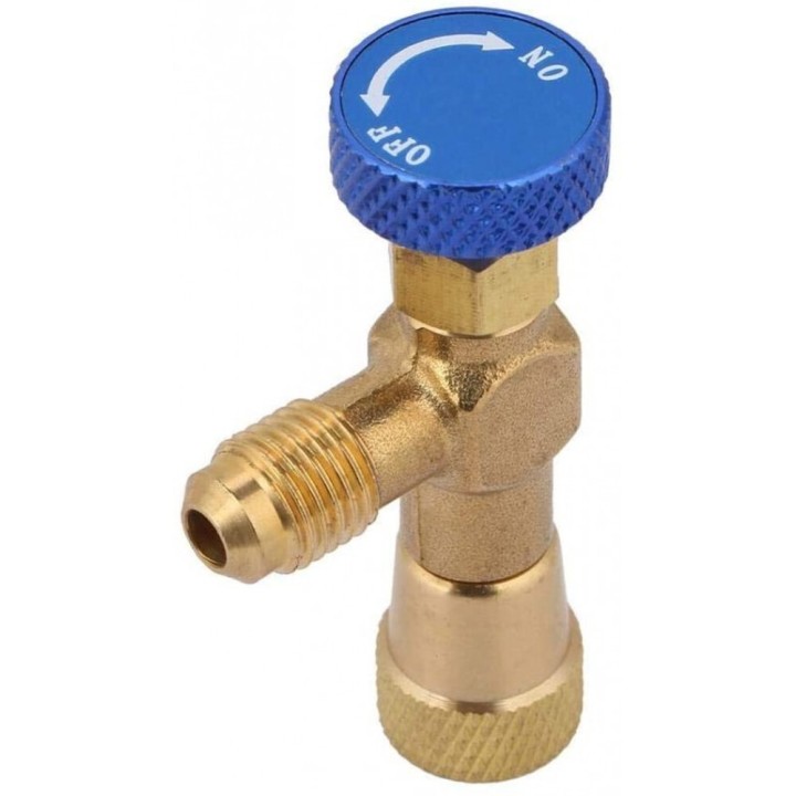 Valvula Carga Botella Gas Refrigerante 1/4 m 5/16 H Aire Acondicionado