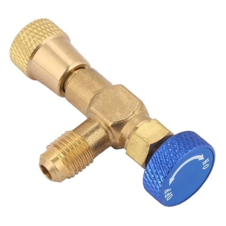 Valvula Carga Botella Gas Refrigerante 1/4 m 5/16 H Aire Acondicionado