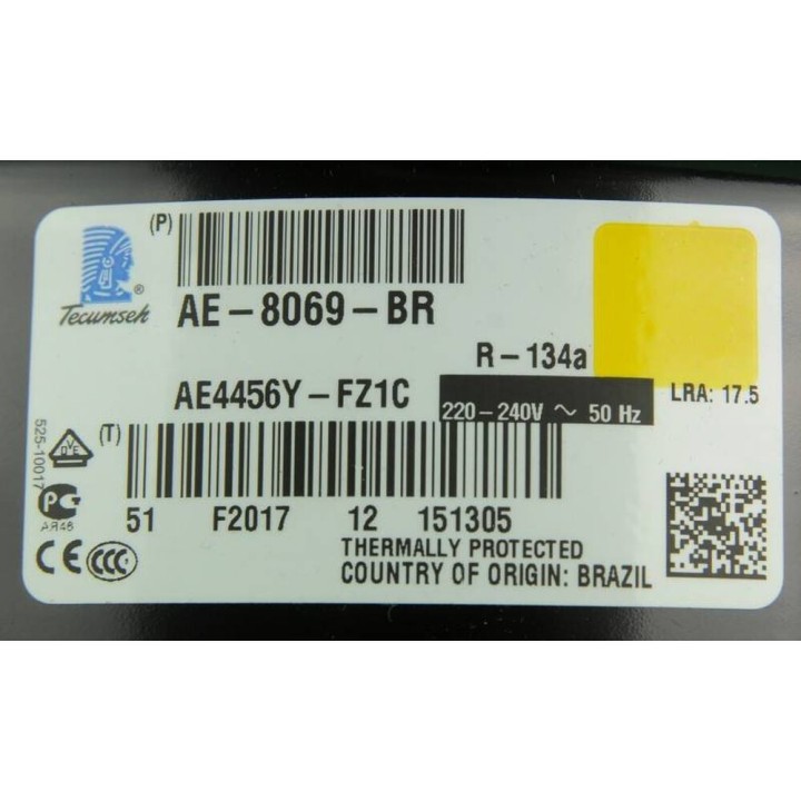 Compresor Embraco E4456Y R134 Media Temperatura Motor 1451cc 220/240v