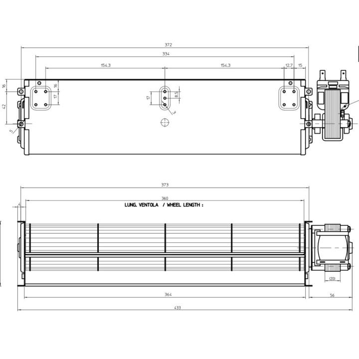 Ventilador Tangencial 360mm Derecha