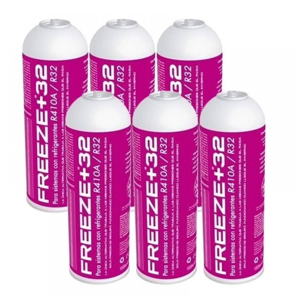 6 Botellas Gas Ecologico Refrigerante Freeze Organico +32 350Gr Sustituto R32, R410A