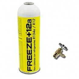 Botella Gas Refrigerante Freeze 420Gr + Valvula Organico Sustituto R12/R134A