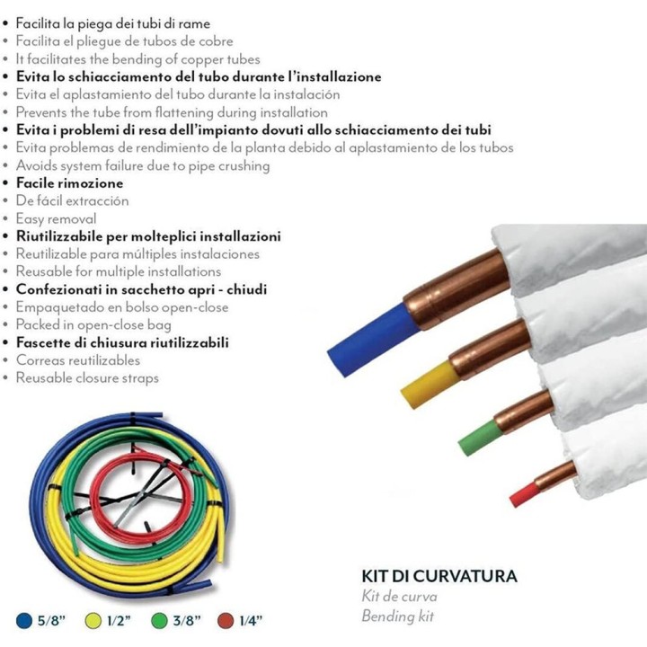 Kit Doblatubos Cobre Aislado 1/4, 3/8, 1/2, 5/8 4 mts