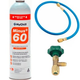 1 Botella Gas Ecologico Minus 60 350Gr + Valvula + Manguera Sustituto R32, R410A Freeze Organico
