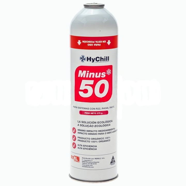 1 Botella Gas Ecologico Minus 50 375Gr + Valvula + Manguera Sustituto R22 R404a R407C R502 Freeze Organico